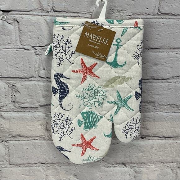 Nautical Beach Theme 4 Piece Kitchen Set 2 Dish Towels 1 Pot Holder 1 Oven Mitt - Picture 10 of 12